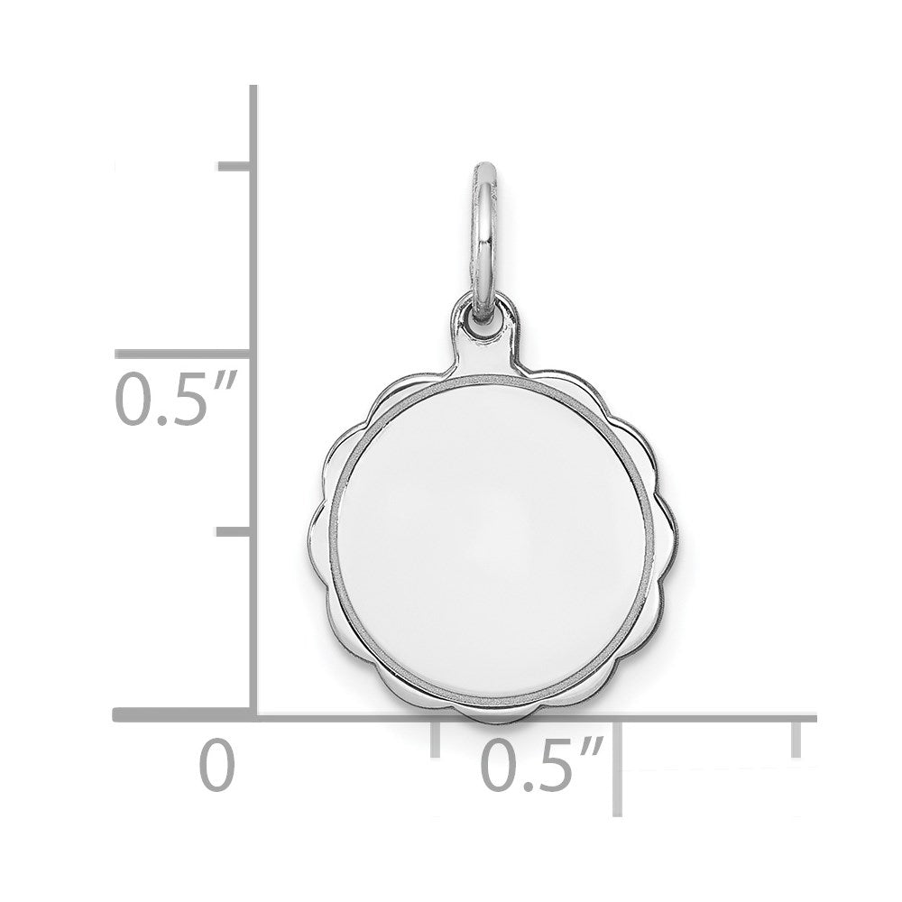 Sterling Silver Rh-Plt Engraveable Polished Front/Satin Back Disc Charm