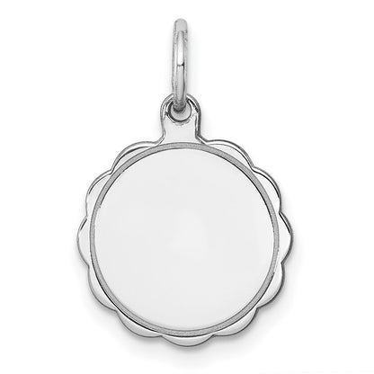Sterling Silver Rh-Plt Engraveable Polished Front/Satin Back Disc Charm