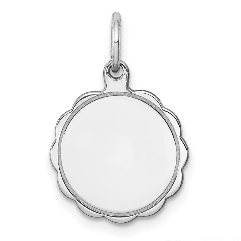 Sterling Silver Rh-Plt Engraveable Polished Front/Satin Back Disc Charm