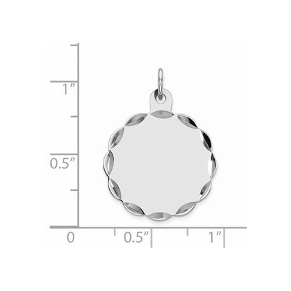 Sterling Silver Rh-Plt Engraveable Polished Front/Satin Back Disc Charm