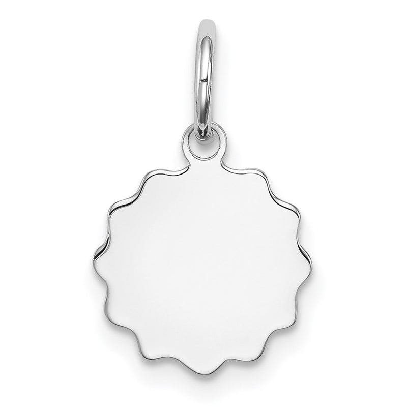 Sterling Silver Rh-Plt Engraveable Polished Front/Satin Back Disc Charm