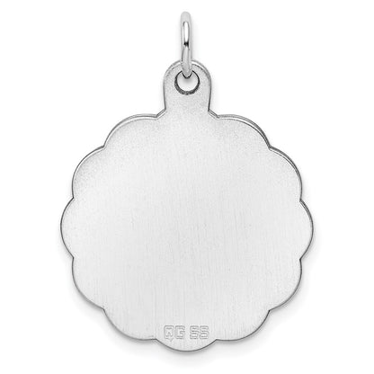 Sterling Silver Rh-Plt Engraveable Polished Front/Satin Back Disc Charm