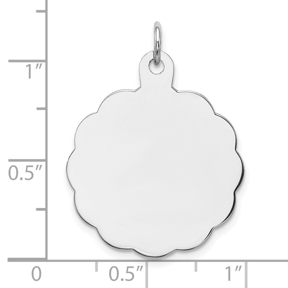Sterling Silver Rh-Plt Engraveable Polished Front/Satin Back Disc Charm