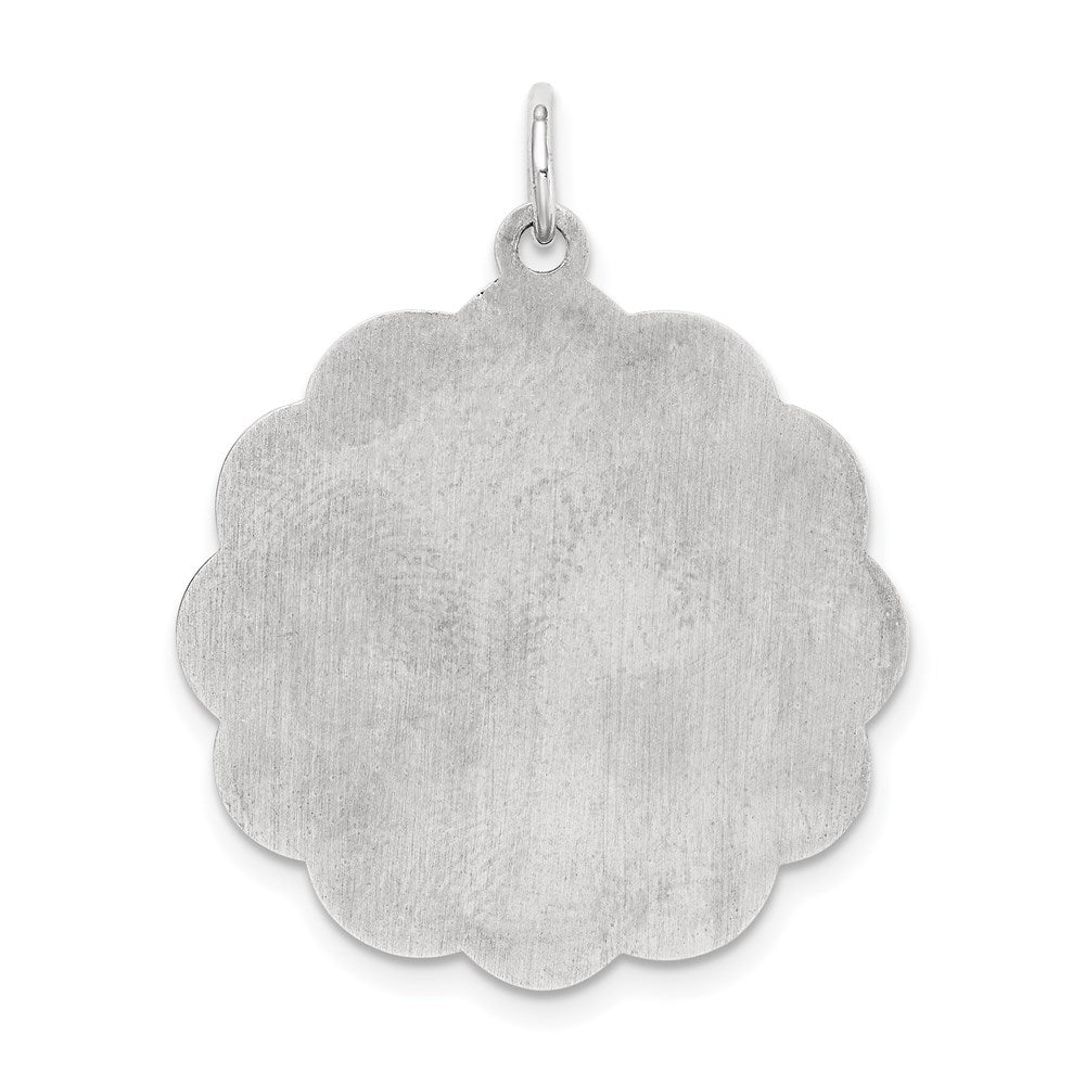 Sterling Silver Rh-Plt Engraveable Polished Front/Satin Back Disc Charm