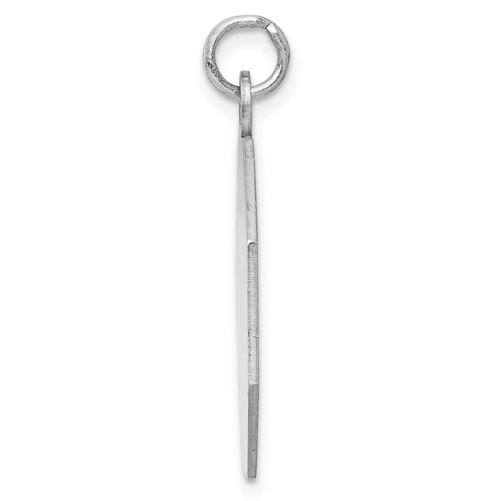 Sterling Silver Ss Rh-Plt Engraveable Octagon Polished Front/Satin Back Disc Charm