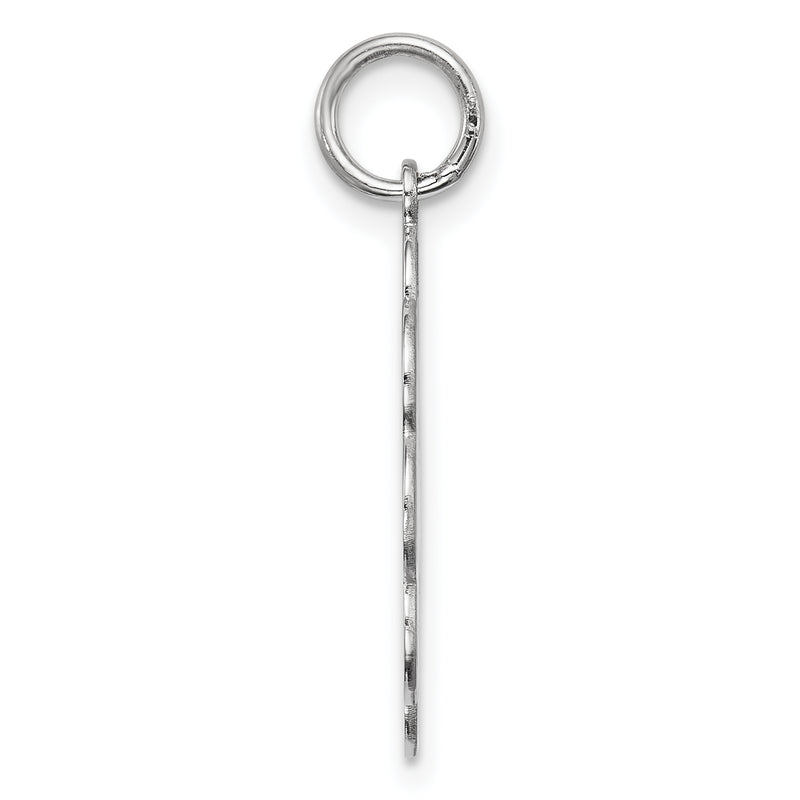 Sterling Silver Rh-Plt Engraveable Polished Front/Satin Back Disc Charm