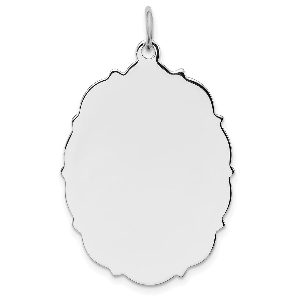 Sterling Silver Rh-Plt Engraveable Polished Front/Satin Back Disc Charm