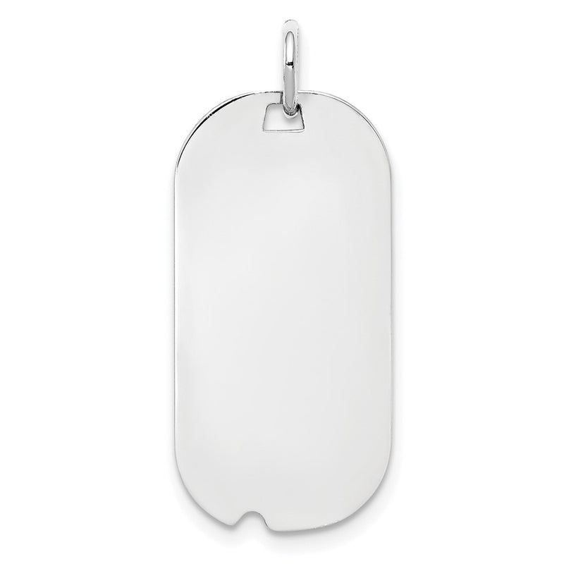 Sterling Silver Rh-Plt Engraveable Dog Tag Polished Front/Back Disc Charm
