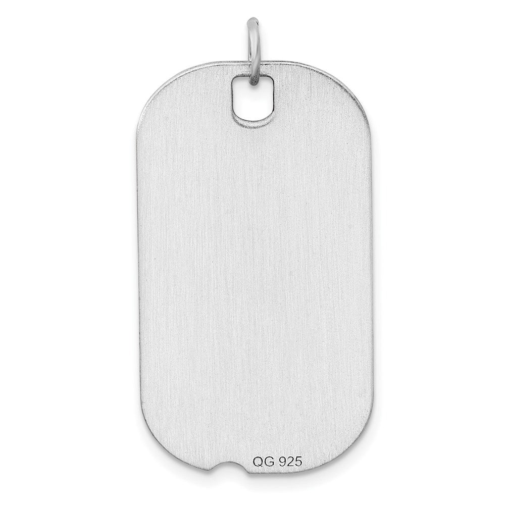 Sterling Silver Rh-Plt Engravable Dog Tag Polished Front/back Disc Charm