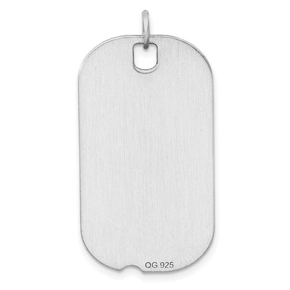 Sterling Silver Rh-Plt Engravable Dog Tag Polished Front/back Disc Charm