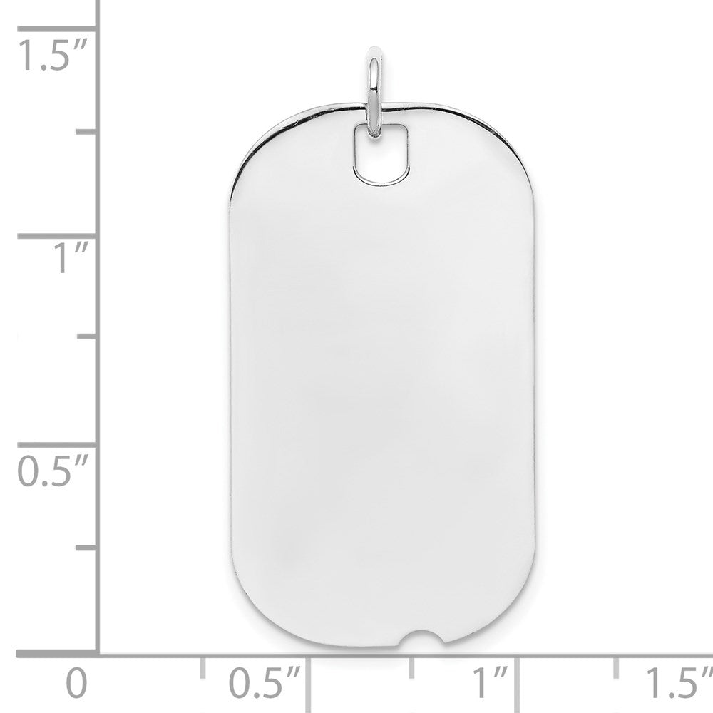 Sterling Silver Rh-Plt Engravable Dog Tag Polished Front/back Disc Charm