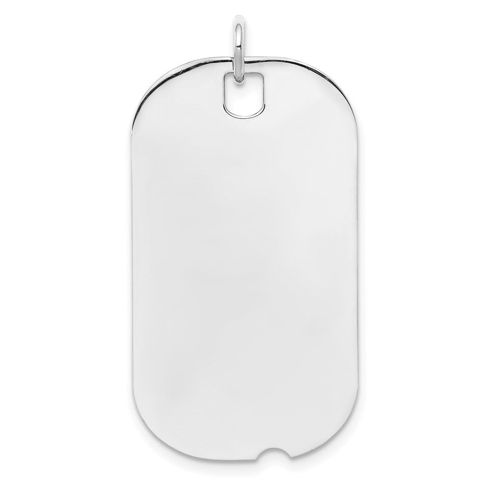 Sterling Silver Rh-Plt Engravable Dog Tag Polished Front/back Disc Charm