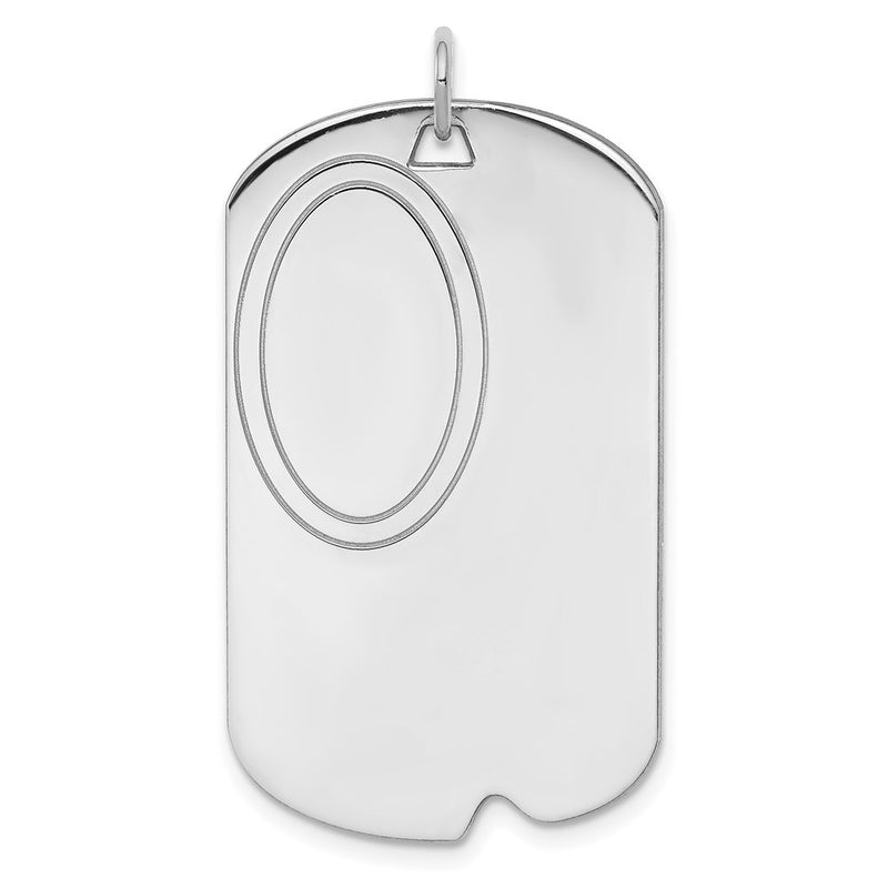 Sterling Silver Ss Rh-Plt Engraveable Dog Tag Polished Front/Satin Back Disc Charm