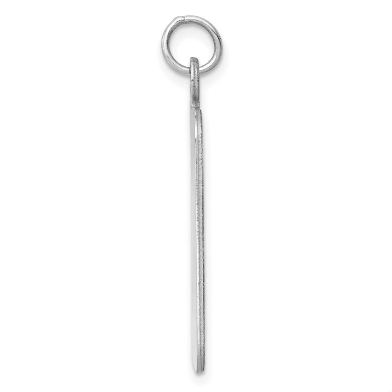 Sterling Silver Ss Rh-Plt Engraveable Rectangle Polished Front/Satin Back Disc Charm