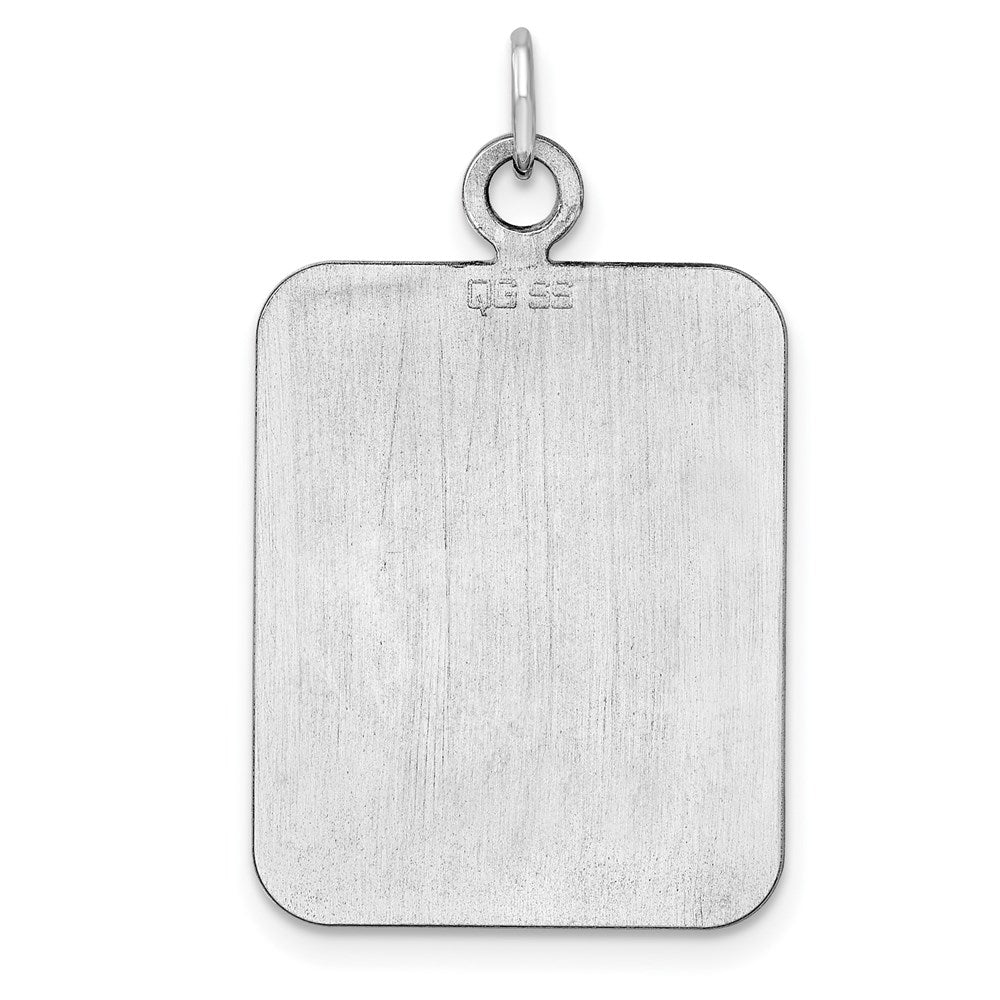 Sterling Silver Rh-Plt Engravable Rectangle Polished Front/back Disc Charm