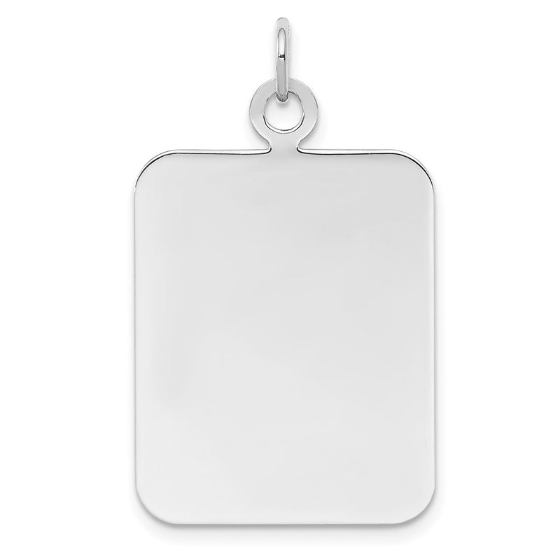 Sterling Silver Sterl Rh-Plt Engraveable Rectangle Polished Front/Back Disc Charm