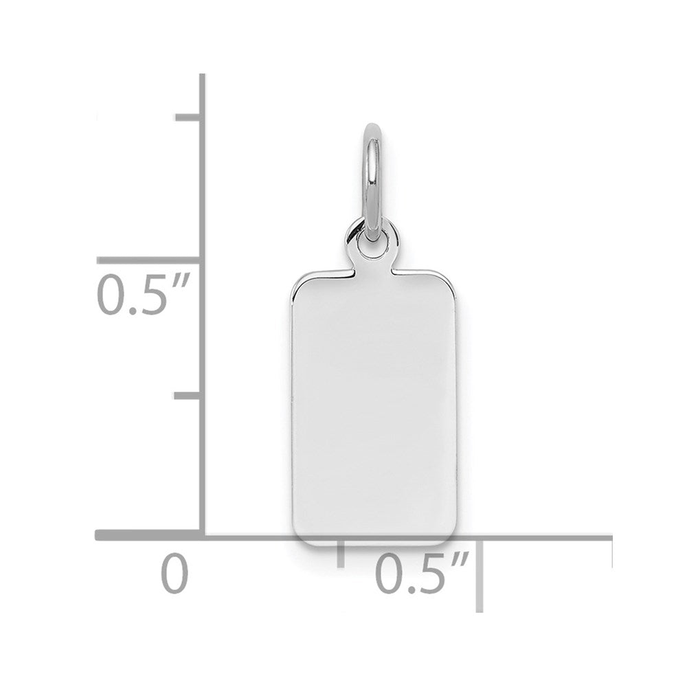 Sterling Silver Rh-Plt Engravable Rectangle Polished Front/back Disc Charm