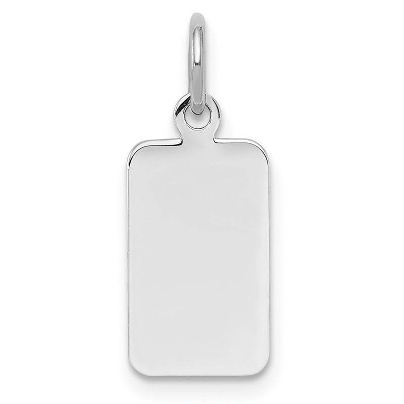 Sterling Silver Rh-Plt Engravable Rectangle Polished Front/back Disc Charm