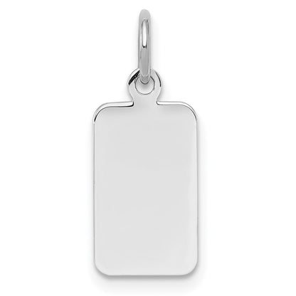 Sterling Silver Rh-Plt Engravable Rectangle Polished Front/back Disc Charm