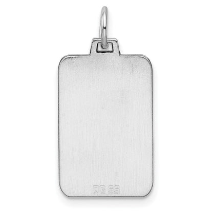 Sterling Silver Rhod.-Plated Eng. Rect. Polish Front/back Disc Charm