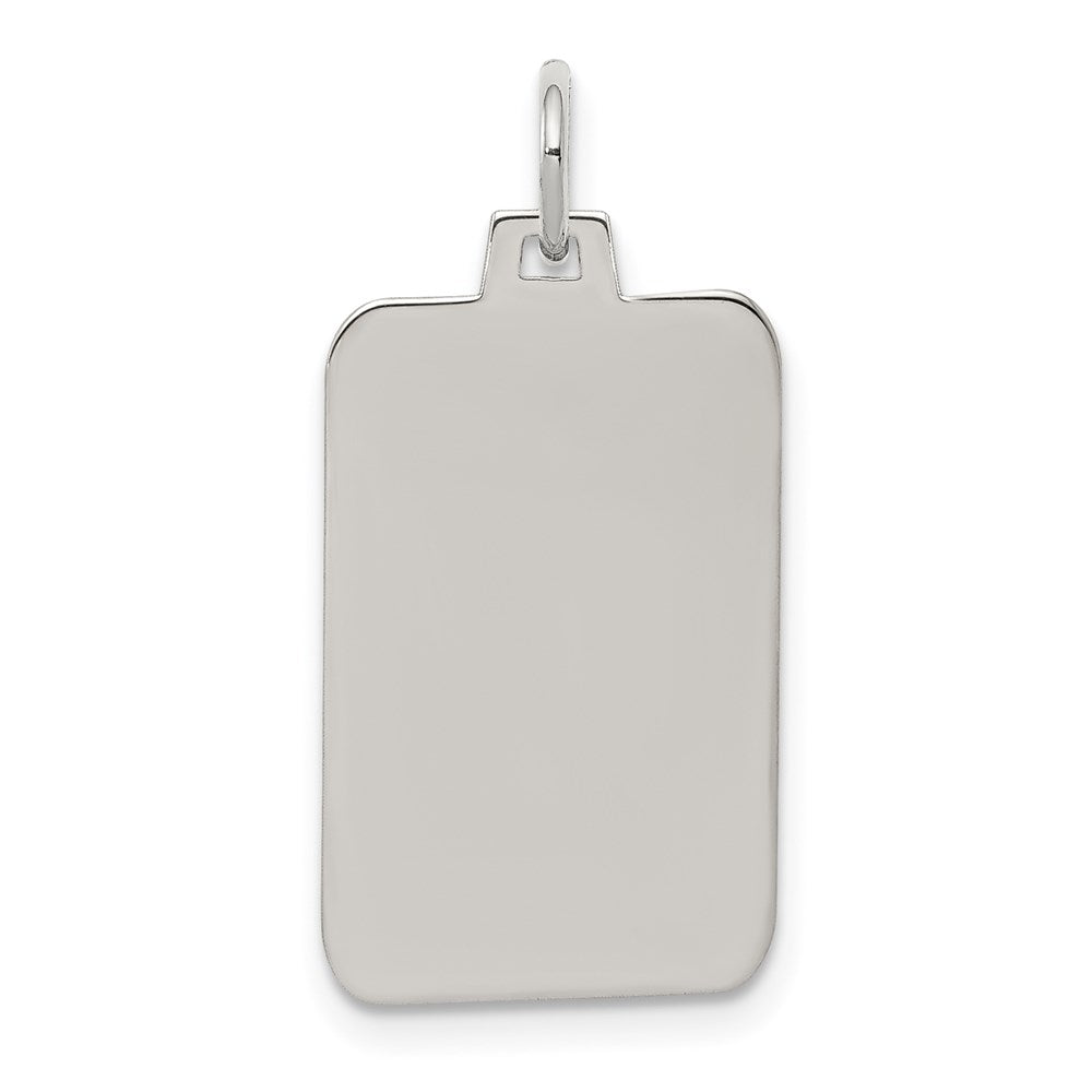 Sterling Silver Rhod.-Plated Eng. Rect. Polish Front/back Disc Charm
