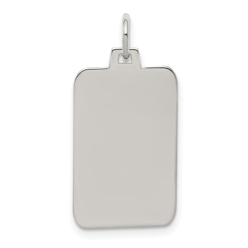 Sterling Silver Rhod.-Plated Eng. Rect. Polish Front/back Disc Charm