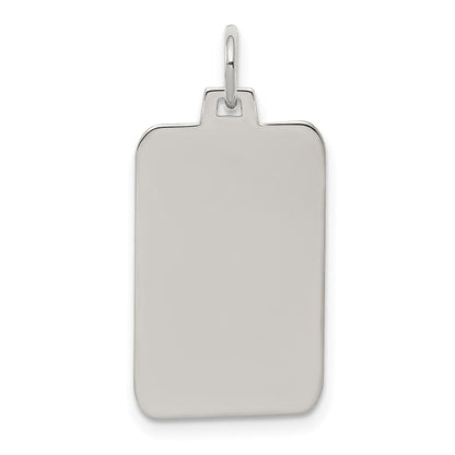 Sterling Silver Rhod.-Plated Eng. Rect. Polish Front/back Disc Charm