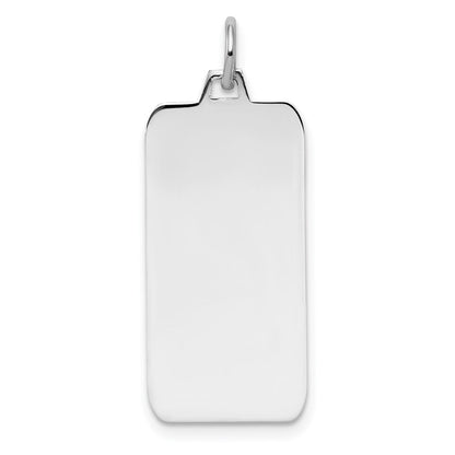 Sterling Silver Rhod-Plate Eng. Rect. Polish Front/back Disc Charm