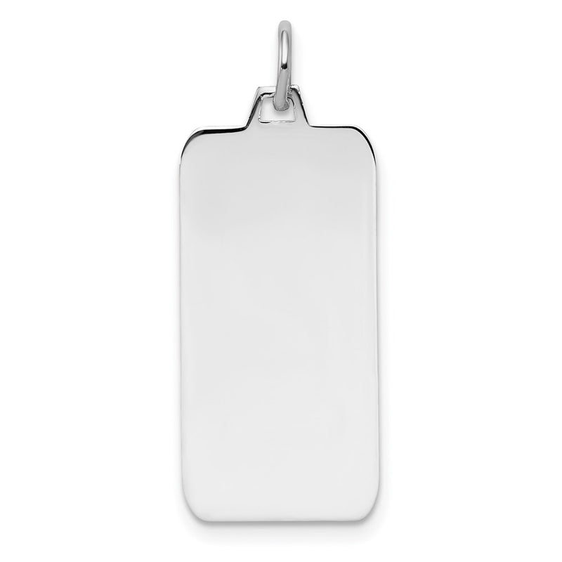 Sterling Silver Rhod-Plate Eng. Rect. Polish Front/back Disc Charm