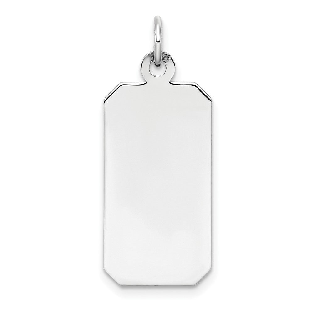 Sterling Silver Ss Rh-Plt Engraveable Rectangle Polished Front/Satin Back Disc Charm