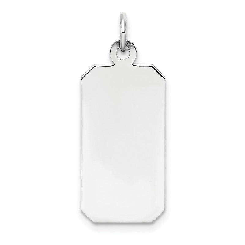Sterling Silver Ss Rh-Plt Engraveable Rectangle Polished Front/Satin Back Disc Charm