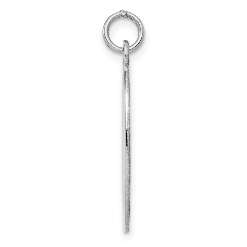 Sterling Silver Sterl Rh-Plt Engraveable Oval Polished Front/Satin Back Disc Charm