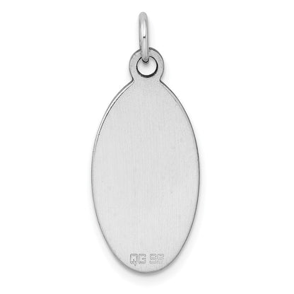 Sterling Silver Sterl Rh-Plt Engraveable Oval Polished Front/Satin Back Disc Charm