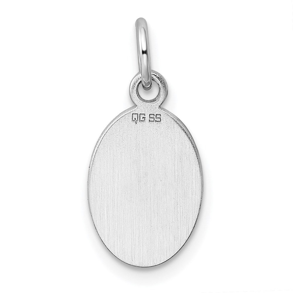 Sterling Silver Rh-Plt Engraveable Oval Polished Front/Back Disc Charm