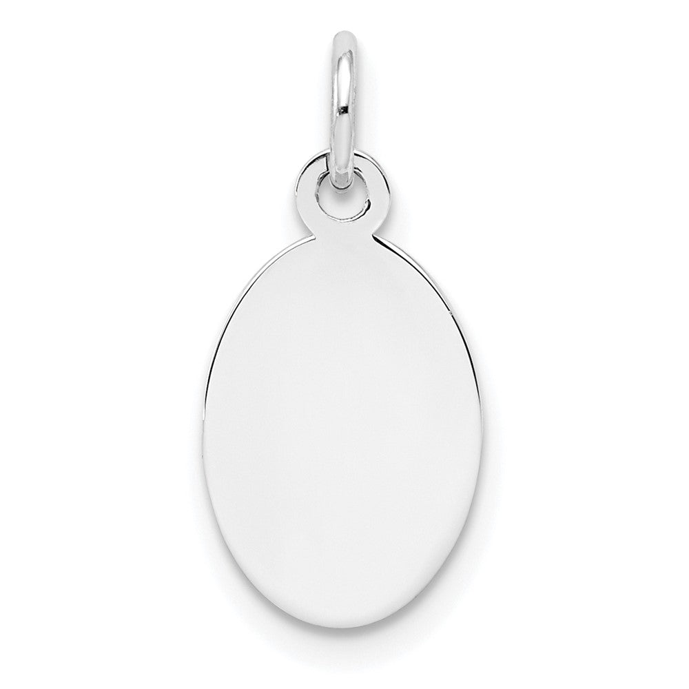 Sterling Silver Rh-Plt Engraveable Oval Polished Front/Back Disc Charm