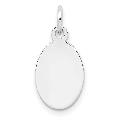 Sterling Silver Rh-Plt Engraveable Oval Polished Front/Back Disc Charm