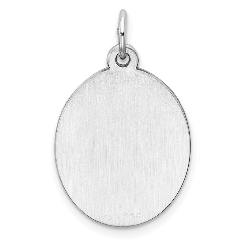 Sterling Silver Rhod-Plate Eng. Oval Polish Front/back Disc Charm