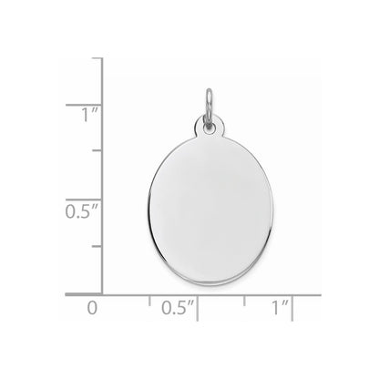 Sterling Silver Rhod-Plate Eng. Oval Polish Front/back Disc Charm