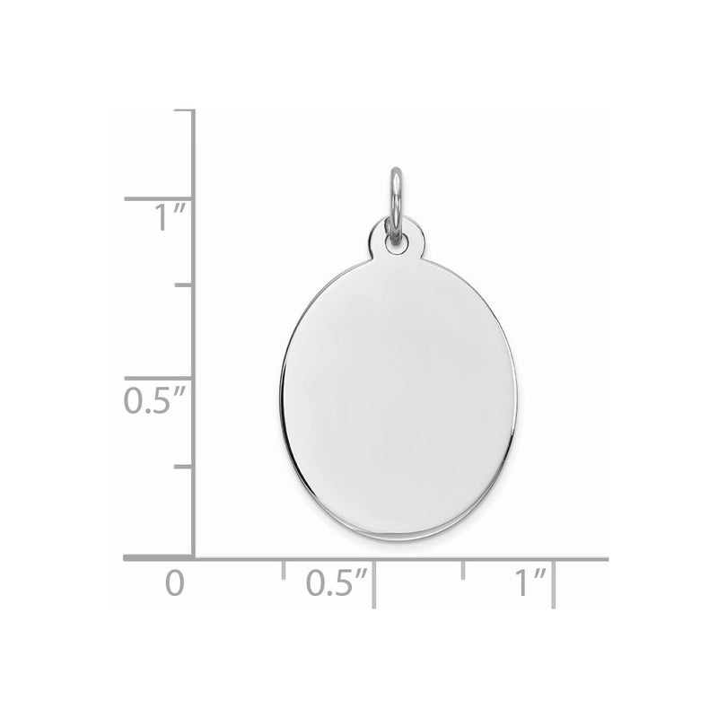 Sterling Silver Rhod-Plate Eng. Oval Polish Front/back Disc Charm