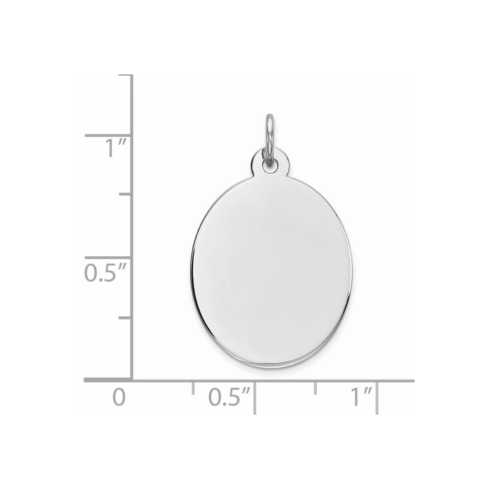 Sterling Silver Rhod-Plate Eng. Oval Polish Front/Back Disc Charm