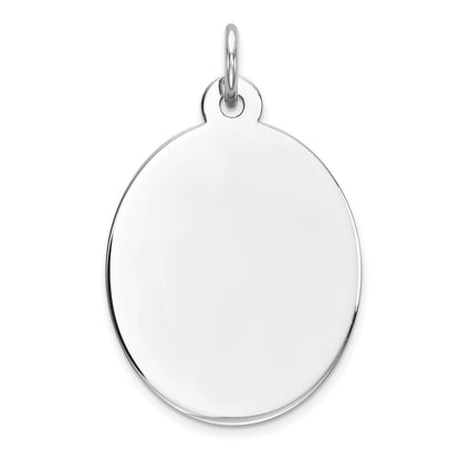Sterling Silver Rhod-Plate Eng. Oval Polish Front/back Disc Charm