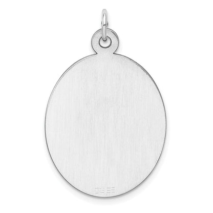Sterling Silver Rhod-Plate Eng. Oval Polish Front/back Disc Charm