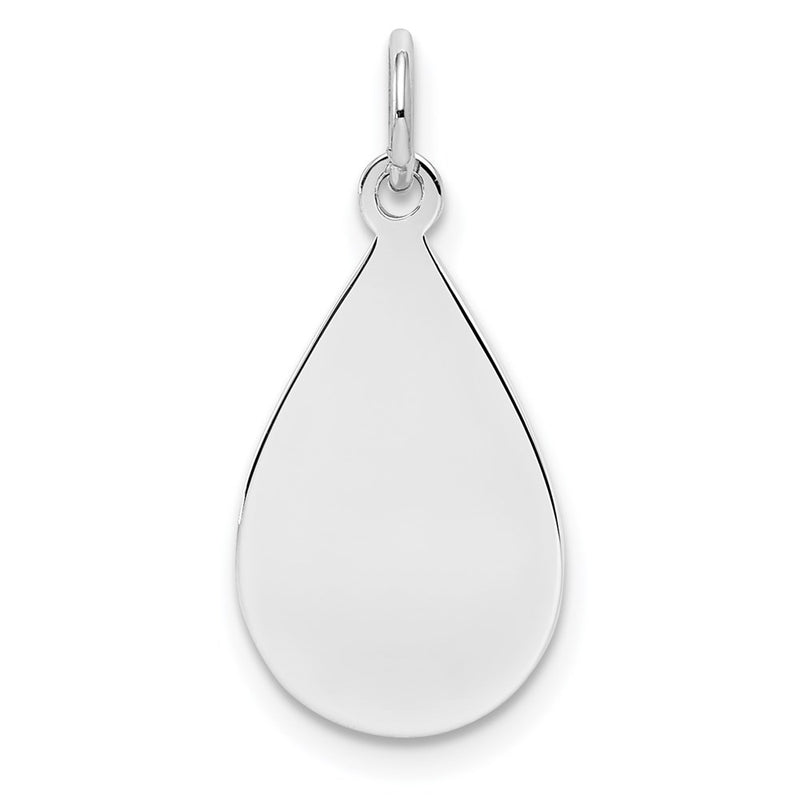 Sterling Silver Ss Rh-Plt Engraveable Teardrop Polished Front/Satin Back Disc Charm