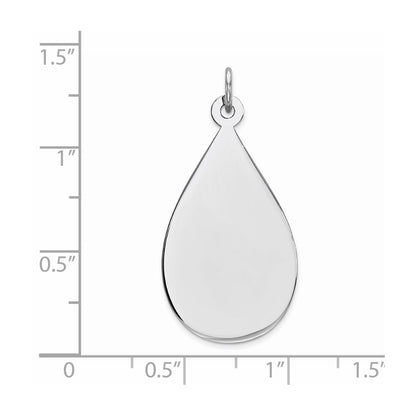 Sterling Silver Ss Rh-Plt Engraveable Teardrop Polished Front/Satin Back Disc Charm