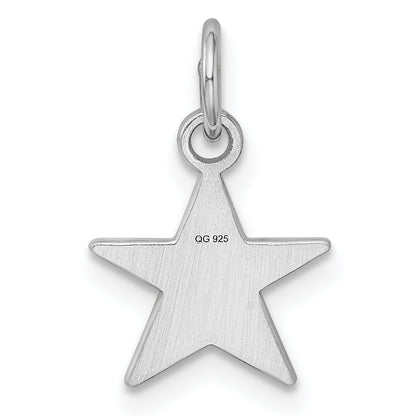 Sterling Silver Rhodium-Plated Engraveable Star Disc Charm
