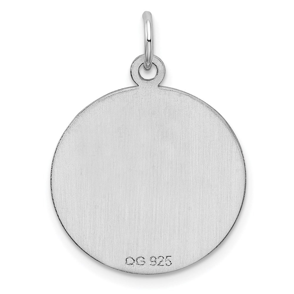 Sterling Silver Ss Rh-Plt Engraveable Round Patterned Polished Front/Satin Back Disc