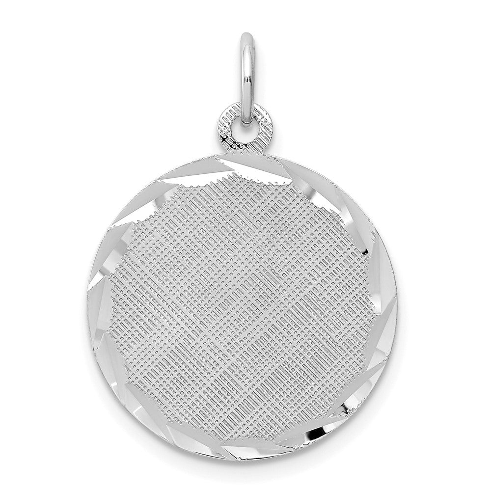 Sterling Silver Ss Rh-Plt Engraveable Round Patterned Polished Front/Satin Back Disc