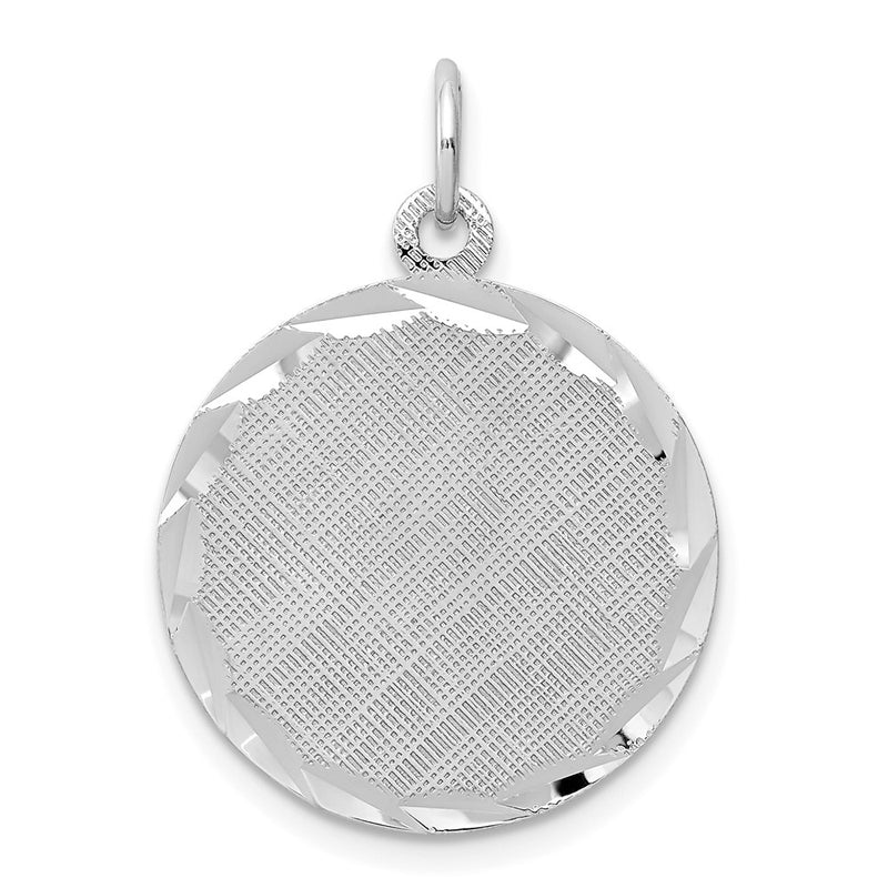 Sterling Silver Ss Rh-Plt Engraveable Round Patterned Polished Front/Satin Back Disc