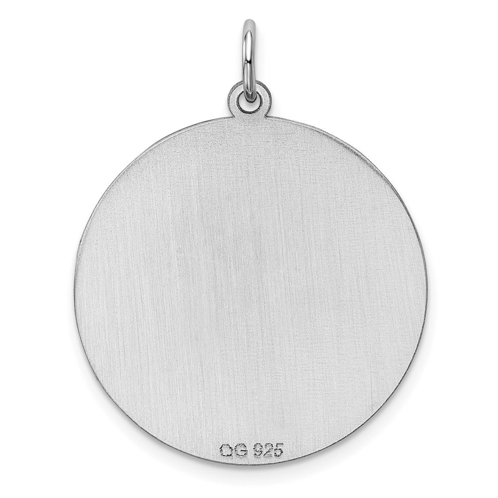 Sterling Silver Ss Rh-Plt Engraveable Round Patterned Polished Front/Satin Back Disc