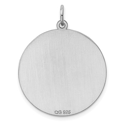 Sterling Silver Ss Rh-Plt Engraveable Round Patterned Polished Front/Satin Back Disc